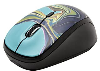 Amazon Basics Ratón inalámbrico con diseño de Garabato en Lienzo, 3.77” x 2.2” x 1.6”, Tonos de Azul