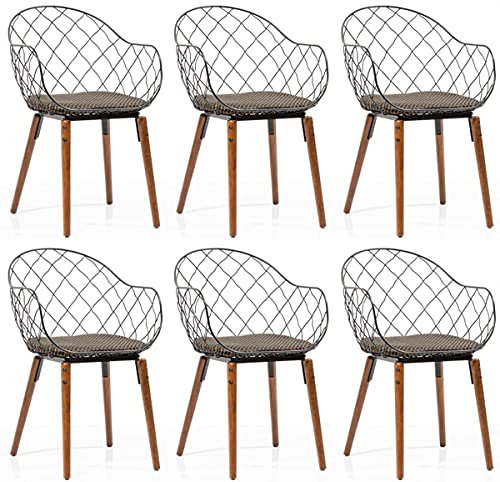 Casa Padrino Luxus Gartenstuhl Set Schwarz/Gold/Grau/Braun 40 x 40 x H. 81 cm - Moderne Gartenstühle mit Armlehnen - Garten & Gastronomie Möbel