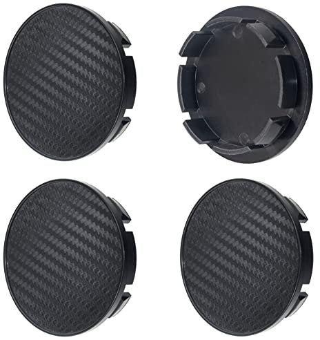 Lot de 4 capuchons de moyeu de 63 mm (carbone noir, 63 mm noir)