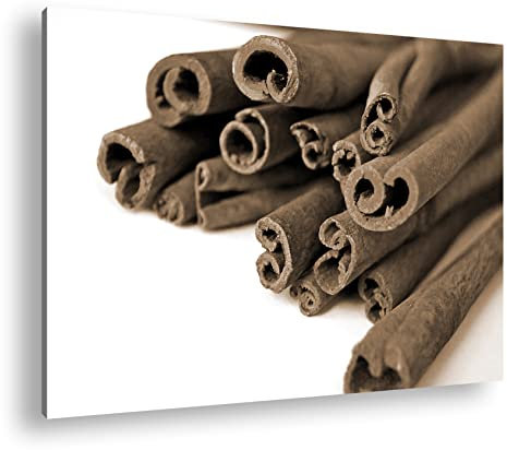 deyoli würzige Zimtstangen Effekt: Sepia, Format: 120x80 als Leinwandbild, Motiv fertig gerahmt auf Echtholzrahmen, Hochwertiger Digitaldruck, Kein Poster oder Plakat
