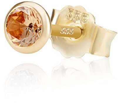 NKlaus Einzel 4,0mm 333 Gelb Gold 8 Karat Ohrstecker Kristall Zirkonia Champagne Butterfly Verschluss Damen Mädchen 3371