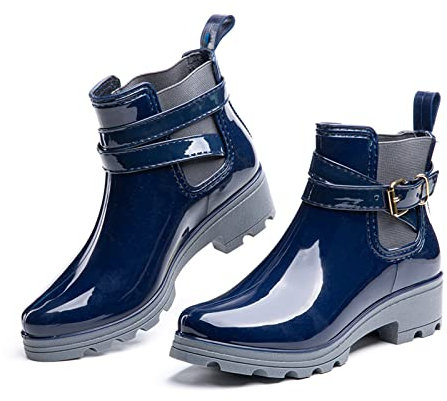 Stivali Gomma Donna Stivaletti Pioggia Chelsea Rain Boots Wellies Ankle Boots Stivaletti Impermeabili Scarpe da Pioggia Blu Taglia EU 38