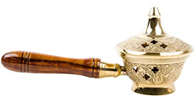 Brule Encens Manche en Bois coupelle 8cmX15cm