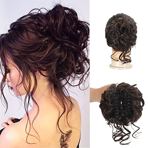 Haarknoten-Haarteile zum Anklipsen, gewelltes, lockiges Haar, Chignon-Haarteile, zerrissene Hochsteckfrisuren, Donut-Haarknoten, Kunsthaar, Pferdeschwanz für Damen und Mädchen