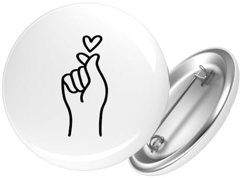 Huuraa Button K-Pop Fingerherz Zeichen Geschenk | 59mm Pin Accessoire rund mit Sicherheitsnadel Ansteckbutton Accessoire Anstecknadeln für Jacken Rucksäcke