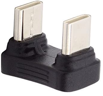 NFHK 480 Mbit/s USB-C-Stecker auf Stecker, Koppler-Extender, Strom-Daten-Adapter, gegenüberliegend U-Form, abgewinkelt, für Powerbank, Telefon, Laptop