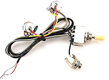 Alnicov Conjunto de arnés de cableado de guitarra precableado interruptor de palanca de 3 vías 1T1V 500K Kit de arnés de cableado de ollas con salida 6,35 para guitarra eléctrica LP