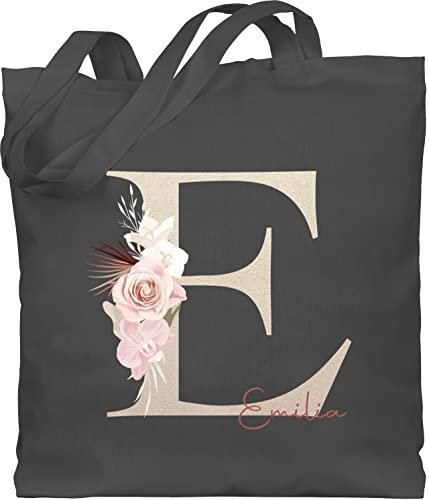 Baumwolltasche - Anfangsbuchstabe Name I Initialen personalisiert - Unisize - Dunkelgrau - personalisierte geschenke frauen wechselwäsche beutel kita buchstaben e tasche jutebeutel aesthetic