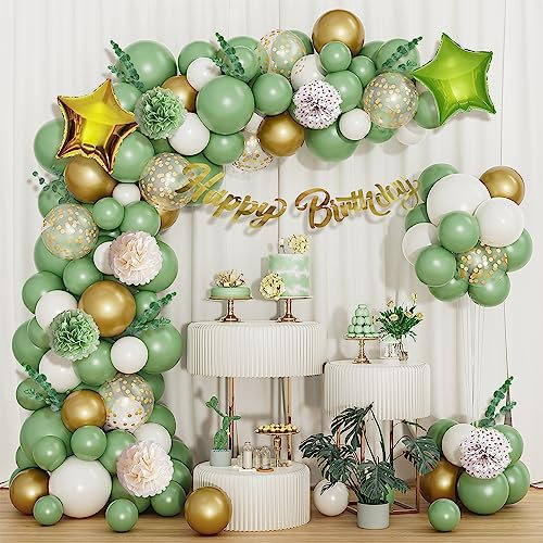 Luftballons Garlande Salbeigrün Ballon Girlande Grün 10 5 zoll 103 Stück Grüne und Goldene Ballons set Metallic Latex Luftballons Geburtstag Party Dekoration Jungen und Mädchen birthday Deko Banner
