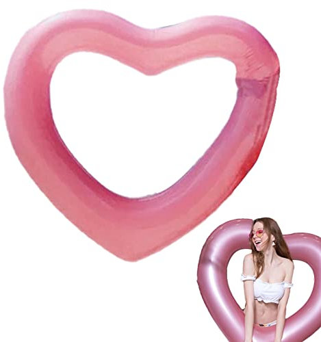 Anloximt Piscine Gonflable Coeur,chaises Longues flottantes pour Piscine en Forme cœur - Jouets fête Plage Amusants à l'eau, Natation d'été pour Enfants, Adultes