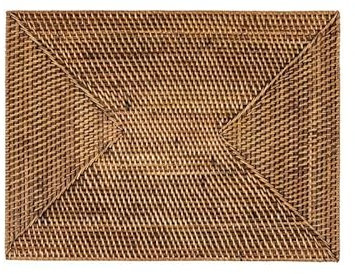 TISECO Home Studio - Tischset Rattan - Set/2-100% Rattan - Handgewebt, hitzebeständig, langlebig - Oval - 30x40 cm - Dunkelbraun