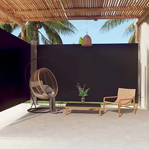 LAPOOH Toldo Lateral retráctil, Toldos Terrazas, Toldos Exterior, Toldo Lateral, Toldos Exterior Terraza, Toldos para Ventanas, Negro 220x600 cm