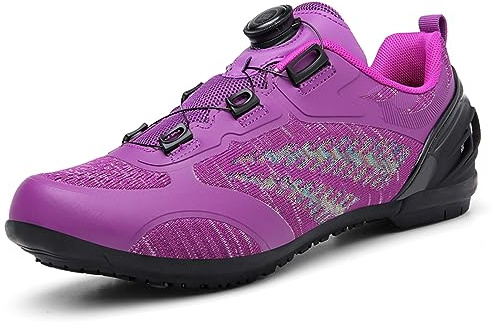 PENXZT Fahrradschuhe Damen Rennrad Und Mountainbike Schuhe Atmungsaktive rutschfeste No-Lock Fahrradschuhe Mit Schnell Rotierendem Schnürsenkelsystem