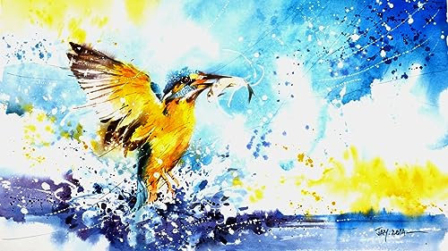 Puzzles 1000 Vögel Malerei Eisvogel Fisch Wasserspritzer 75 * 50Cm