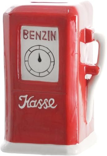 wunderschöne Spardose Benzinkasse,Zapfsäule,Tankgeld aus Keramik mit Schloß ca. 15 cm groß