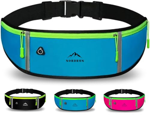 Nordrun® Laufgürtel für alle Handys | Verstellbarer und Wasserdichter Handytasche Joggen | Laufgürtel Handy | Running Belt | Handyhalterung Joggen | Laufen Zubehör | Lauftasche (Blau)