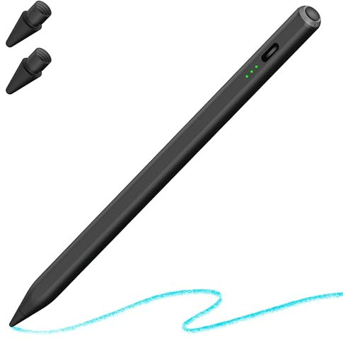 Stylet numérique Actif pour iPad, rejet de la Paume et Inclinaison, Uniquement Compatible avec Apple iPad 2018-2024, iPad 6/7/8/9/10e génération Pro 11/12,9, Air 3/4/5 Mini 5/6, Nouveau M2 M4