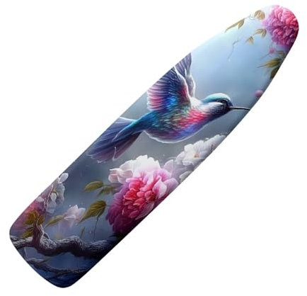 HOWILATH Hummingbird Floral Ironing Board Covers 122 x 38cm Replaceable Ironing Board Cover with Elasticized Edges, Heat and Stain Resistant-M