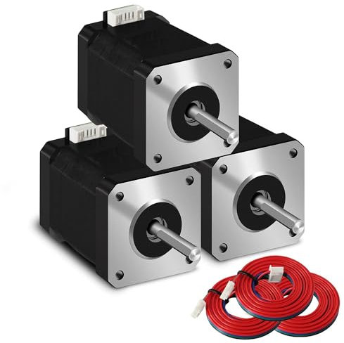 iMetrx NEMA 17 Schrittmotor 42x60 mm Motor Extruder 1.5 A-3.8 V 2-Phasen 4-Draht 1.8 Grad, mit 1-Meter Kabel, für 3D Drucker Motor 3 Stück
