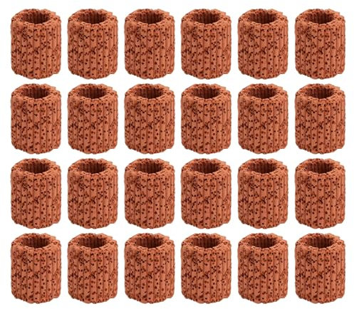 AOVNA 24Pcs Aquarium Water Plants Fixed Ring Fish Tank Plants Holder Red-Brown Ceramics Anti-Floating Accessories for Aquarium Decoration Fish Tank Pottery Holder Plant Gravity Ring