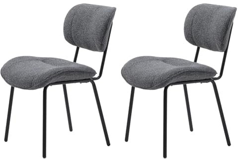 FJORDFORM Esszimmerstühle 2er Set, Küchenstuhl, Polsterstuhl, Wohnzimmerstuhl Sessel mit Rückenlehne, Sitzfläche aus Polyester, Metallbeine, Polyester, dunkelgrau