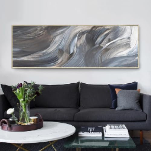 KDXAOBEI Abstrakte Kunstgemälde, Wand-Leinwanddrucke, Poster und dekorative Gemälde, Regenbogenbilder für Wohnzimmer, Heimdekoration, 40 x 120 cm (16 x 47 Zoll), mit Rahmen