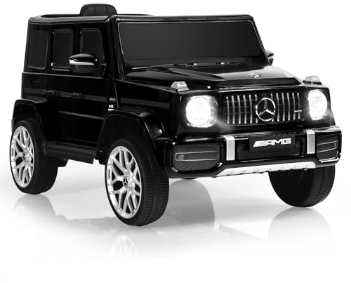 GOPLUS 12V Elektroauto Mercedes Benz G63, Kinderfahrzeug mit 2,4G Fernbedienung, LED-Lichter & Scheinwerfer, Kinderauto 3-5 km/h, für Kinder 3–8 Jahre, bis 30 kg (Schwarz)