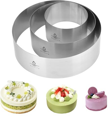 Hilsita Ensemble d'anneaux à gâteau, 4, 6, 8 pouces, hauteur 6cm, cercle a patisserie en acier inoxydable, emporte piece rond, outils de fabrication de mousse pour le gâteau au fromage, breton