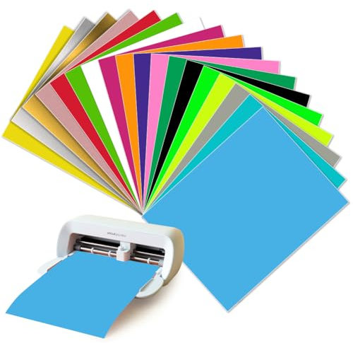 Smart Iron on für Cricut Joy Xtra, 18 Pack Plotterfolie Textil Flexfolie Plotter Textil, Selbstklebende Permanentes Plotterfolie Vinyl für DIY T-Shirt, Stoffe Bügelfolie, 30.5x24cm, 18 Farben