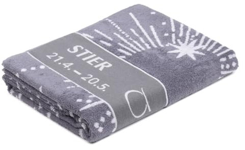 liebling Saunatuch, Badetuch, Design: Stier (Taurus), 96% Baumwolle 4% Polyester, 80 x 180 cm, saugstark, schnelltrocknend, Farbe: anthrazit