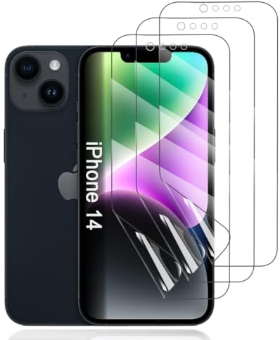 Hhfcryst Hydrogel Folie für iPhone 14, 3 Stück TPU Displayschutzfolie HD Transparent Weich Schutzfolie (Nicht Gehärtetes Glas)
