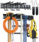 3-H 80cm Porta Attrezzi da Giardino, Porta Attrezzi da Parete SUS304 Acciaio Inox Portascope Parete con 9 Ganci, 2 Guide di Scorrimento, 2 Cinghie di Stoccaggio per Sci,Sedie,Tubi,Garage,Giardino