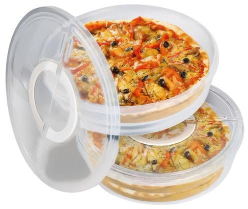 Pizza Storage Container, 2pcs 12inch Round Pizza Slice Container with Lid, Reusable Food Storage Container, Leftover Pizza Keeper for Cake Cheesecake Tortilla