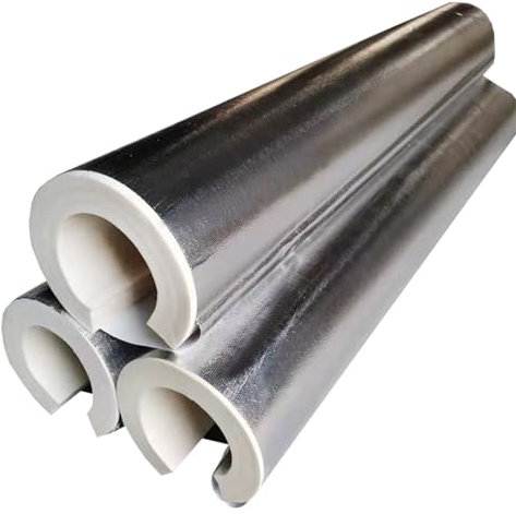 Generic Pipe Insulation Foam Tube, ID 22-159mm, 10-30mm Thick, Aluminium Foil Self-Adhesive, 1m Length