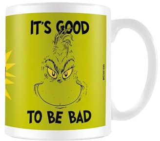 Pyramid International The Grinch It's Good to Be Bad White Ceramic Pod Mug – Quirky Holiday Coffee Cup, Dishwasher & Microwave Safe, 11oz, Great for Coffee, Tea, or Hot Cocoa