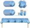 Fuwraixis Stoviglie per feste Frozen,Set di stoviglie con fiocco di neve invernale,20 tovaglioli 20 bicchieri di carta 20 piatti di carta 1 tovaglia,Stoviglie per bambini e adulti