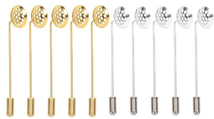 10Pcs Zink- Legierung Sicherheit Pins Broschen Silber Und Goldene Revers Pin Rohlinge für Männer Frauen Anzug Krawatte Hut Schal Abzeichen DIY Kostüm Schmuck Zubehör Brosche