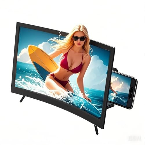 Bildschirmlupe für Handy, gebogene Vergrößerung, HD-3D-Handy-Bildschirmverstärker, Telefonständer mit Bildschirmvergrößerung, kompatibel mit allen Smartphones für Filme, Videos (12 Zoll)