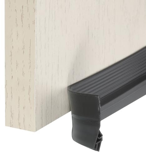 sourcing map Door Draft Stopper, 1.57 in x 6.6 ft Weather Stripping Door Seal Door Sweep Door Draft Blocker Under Door Gap Filler Insulator Noise Stopper for Door & Windows Gaps, Black Gray