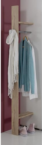 Lomadox Kinderzimmer Jugendzimmer Garderobenpaneel Garderobenstange in Eiche