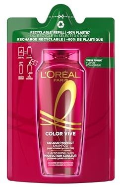 LOréal Paris, Elvital Color Brillance Shampoo Refill, Preserves Color, Enhances Shine, With Vitamin Cg and UV Filter, Up To 40 Washes, For Women, Multipack x6