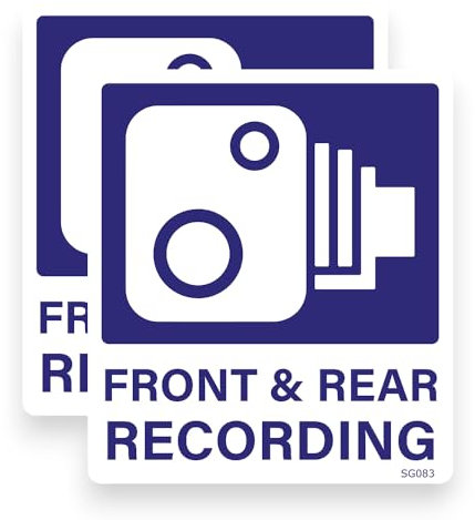 2 PACK - Sticker Gold - 8cm FRONT & REAR RECORDING Self Adhesive Stickers - Car, Van, Sign, Warning, Surveillance, Camera, Security Decal Dove Blue SG083