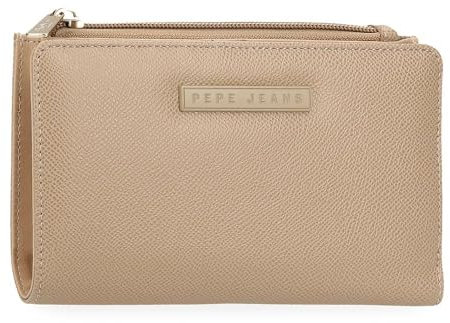 Pepe Jeans Elia Portafoglio con Porta carte di credito Beige 17 x 10 x 2 cm Pelle sintetica by Joumma Bags, Beige, Taglia unica, Portafoglio con porta carte di credito
