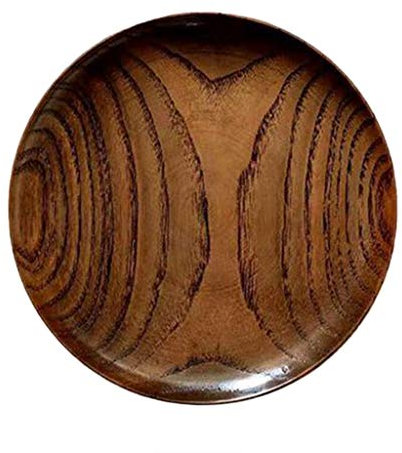 DABAIXIONG Plato redondo de madera maciza, platos de frutas de madera entera, platillo de madera, plato de servir postre, plato de vajilla de madera