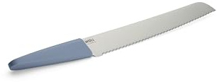 Woll – Cutting Edge Brotmesser 26 cm – Großes Wellenschliff-Messer aus deutschem Edelstahl DIN 1.4116 – ergonomischer Griff blau – Scharfes Brotschneidemesser für Brot & Gebäck