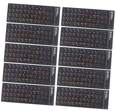 CAXUSD 10 Sheets Multi Language Key Labels for Hebrew English Russian Easy to Apply Durable Characters for Laptop Computer Use