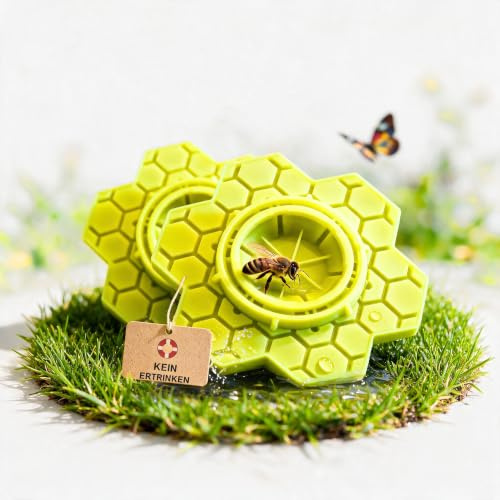 Bienentränke Gelb 2er Set aus Silikon für Garten und Balkon Insectana | Insektentränke mit Wabenstruktur Bienenwasserstation Hummeltränke Schmetterlingstränke BPA-frei und spülmaschinenfest