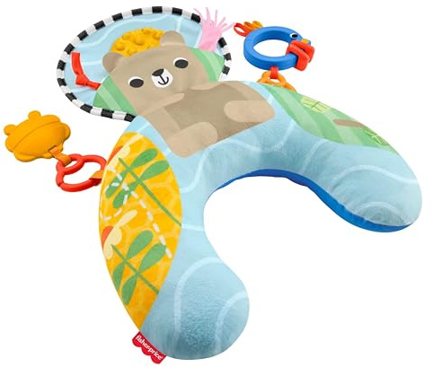 Fisher-Price Baby Toy Sensory Adventures Tummy Wedge Newborn Support with Teether & Rattle Activities for Infants Ages 0+ Months, JHB44