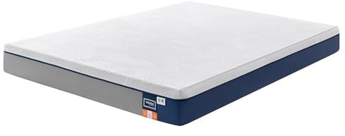 VASAGLE Colchón Viscoelástico, Espuma con Gel, 190 x 135 x 20 cm | Colchón de Matrimonio de Firmeza Media, 7 Zonas de Soporte, 1 Unidad, Azul, Colección MOSEY RMZ126QZ01