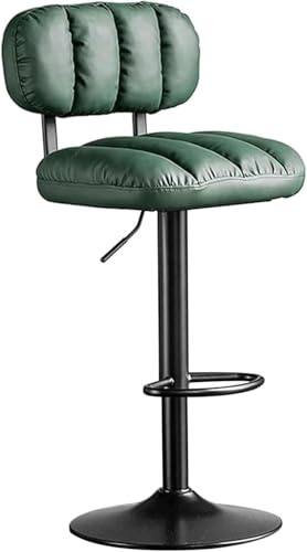 DZYHFCO Moderner Barhocker aus Kunstleder, gepolstert, drehbar, Barhocker mit Rückenlehne, verstellbare Stühle, Thekenhöhe für Küche (grün)